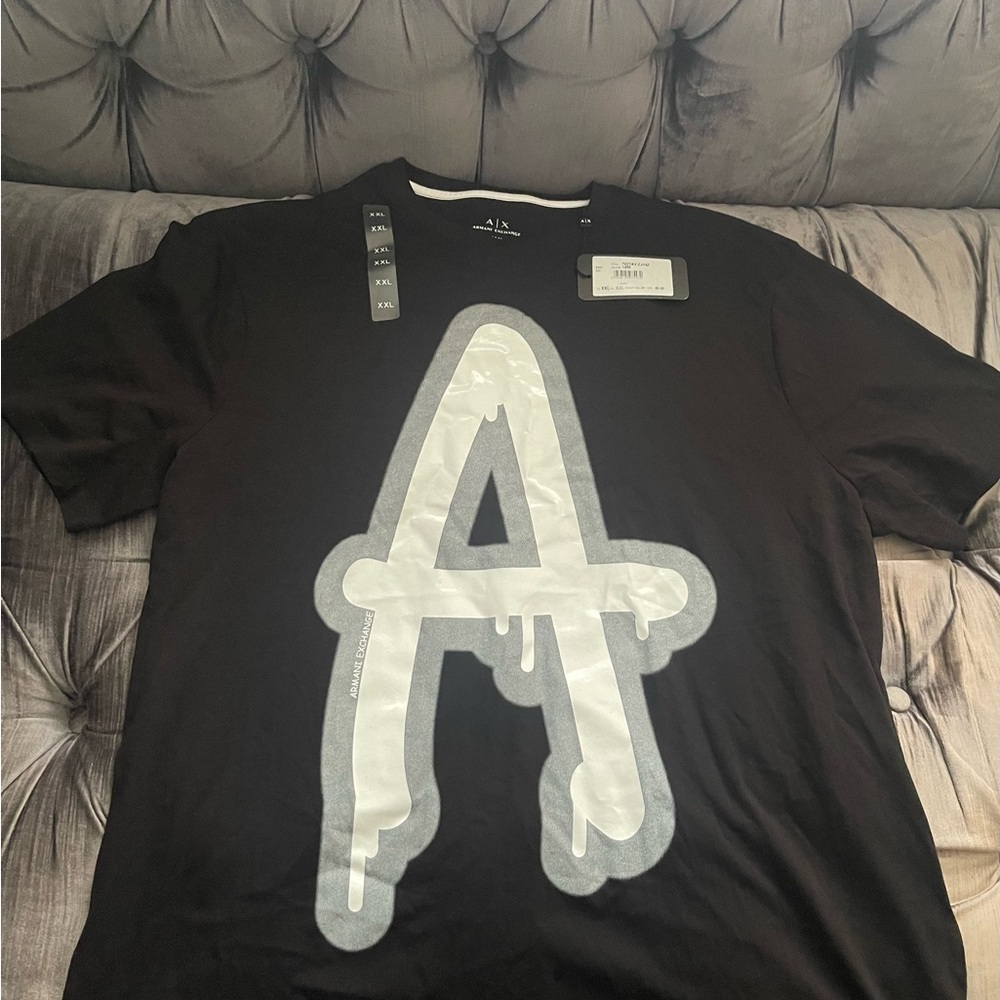Black T-Shirt with White Dripping 'A' Design